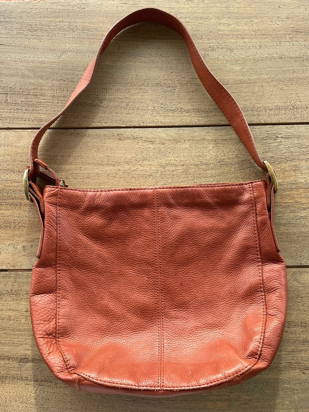 American Leather. Co Soft Pebbled Leather Hobo Bag in Warm Brown Orangey